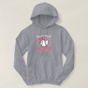 Baseball Moeder Cute Roze Strik Design Hoodie