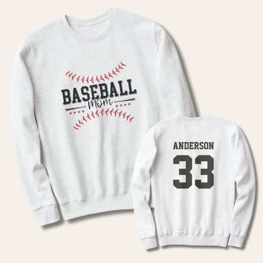Baseball Moeder Gepersonaliseerde Rug Baseball Sti Trui