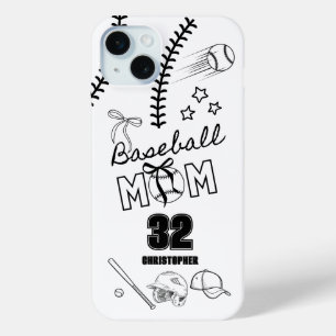Baseball Mom Coquette Bow iPhone 15 Mini Hoesje