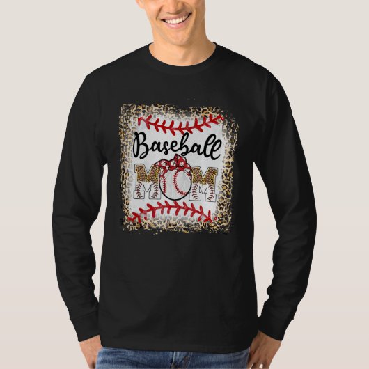 Baseball Mom Leopard Softball Mom Mother s Day T-shirt (Voorkant)