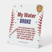 Baseball Mon eau a cassé Baby shower Jeu signe (Recto)