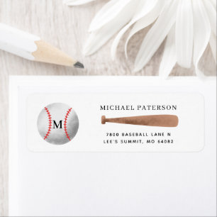 Baseball Monogram Return Address Etiket