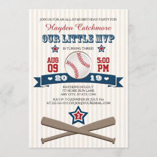 BASEBALL MVP BIRTHDAY INVITATIE VOOR KINDEREN KAART