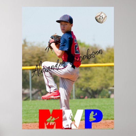 Baseball MVP Vervang Aangepaste Foto Poster (Voorkant)