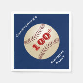 Baseball, naam, Blue 100th Birthday Party Paper Servetten (Voorkant)