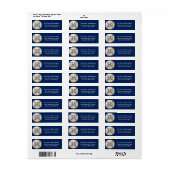 Baseball naam en adreslabel met Monogram Blauw Etiket (Full Sheet)