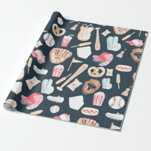 Baseball Navy Texture Cadeaupapier
