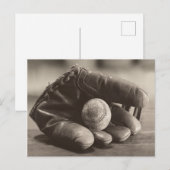 Baseball Nostalgia - Mitt en Baseball Briefkaart (Voorkant / Achterkant)