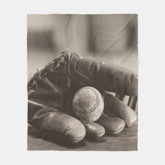 Baseball Nostalgia - Mitt en Baseball Fleece Deken (Voorkant)