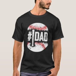 Baseball nummer één pappie zoon honkbal vaders da t-shirt