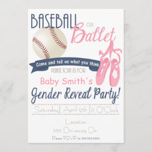 Baseball of Ballet Gender Reveal Kaarten