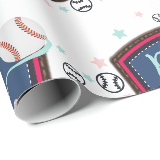 Baseball of bogen Gender onthulling Cadeaupapier (Rol Hoek)