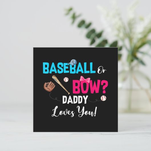 Baseball of Bogen Geslacht Reveal Feest Papa Houd Kaart (Staand voorkant)