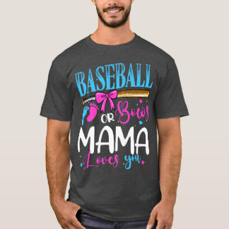 Baseball of bows Mama houdt van je roze of blauwe T-shirt
