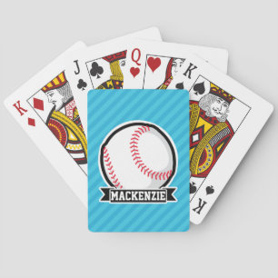 Baseball on Sky Blue Stripes Pokerkaarten