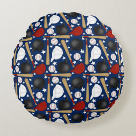 Baseball op blauwe achtergrond rond kussen