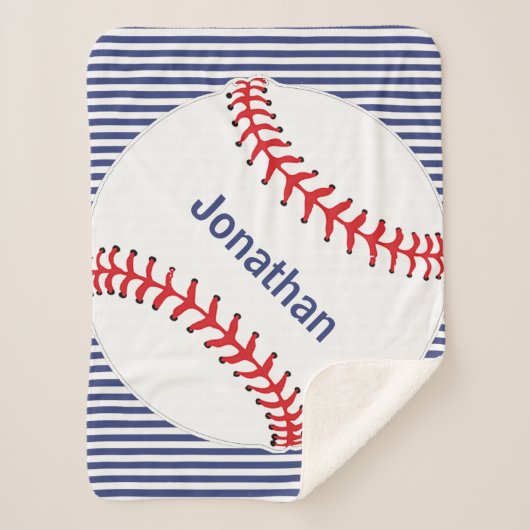 Baseball op Stripes Design Sherpa Blanket Deken (Voorkant)
