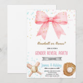 Baseball or Bows Gender Reveal invitation (Devant / Derrière)