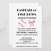 Baseball or Pink Bows gender reveal party Kaart (Voorkant / Achterkant)