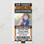 BASEBALL Orange & Black TICKET PHOTO Invitation (Devant)