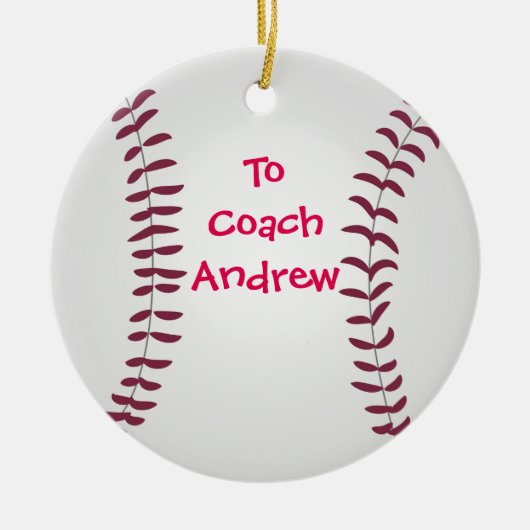 Baseball Ornament Gepersonaliseerd voor Coach of S (Voorkant)