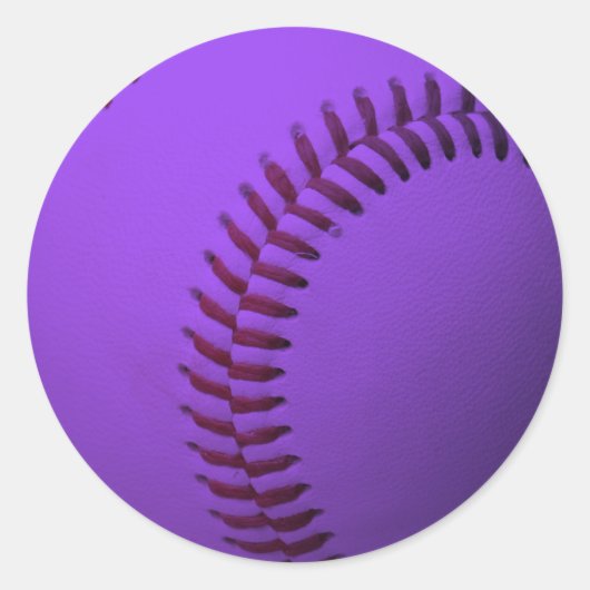 Baseball Paars Ronde Sticker (Voorkant)