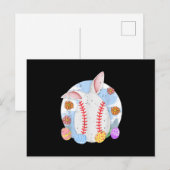 Baseball Paashaas Funny Paasbal Baseball Bunny Briefkaart (Voorkant / Achterkant)