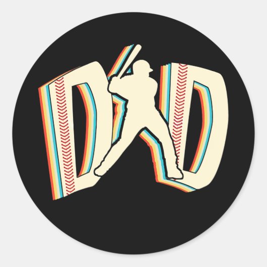 Baseball Pap  Retro Vaderdag Sport Ronde Sticker (Voorkant)