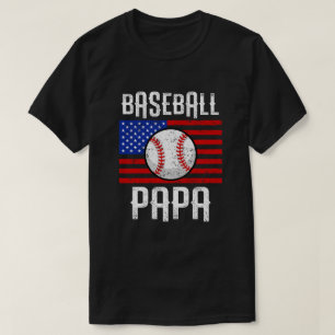 Baseball Papa American Flag Team Coach Gift T-shirt