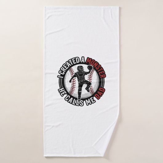 Baseball Papa Monstre Vintage Catcher Conception d (Serviette de bain)