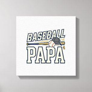 Baseball Papa Vintage Gravure Shirt Ontwerp_1 Canvas Afdruk