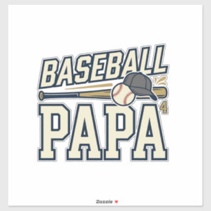 Baseball Papa Vintage Gravure Shirt Ontwerp_1 Sticker