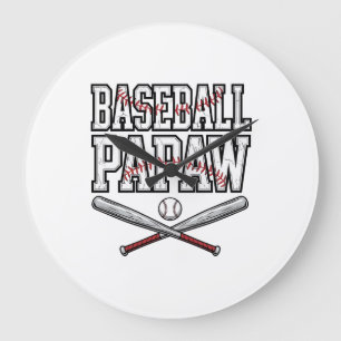 Baseball Papaw Vintage Gravure Design_1 Grote Klok