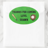 Baseball Party Dank je wel netker Ovale Sticker (Tas)