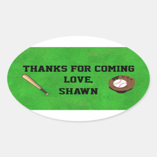 Baseball Party Dank je wel netker Ovale Sticker