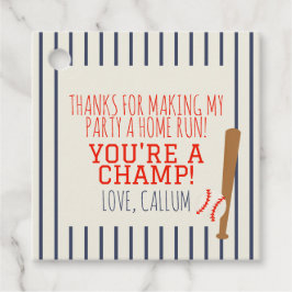 Baseball Party Square Favoriet Tags Bedankjes Labels