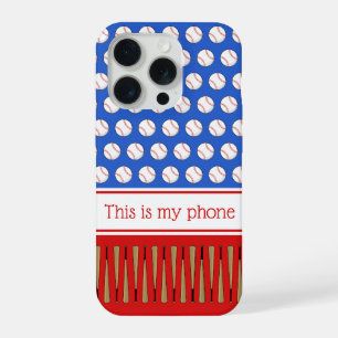Baseball patroon aangepaste naam iPhone 15 pro hoesje