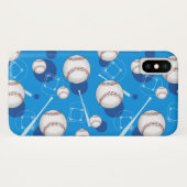 Baseball Pattern Blue iPhone X Hoesje (Achterkant (horizontaal))