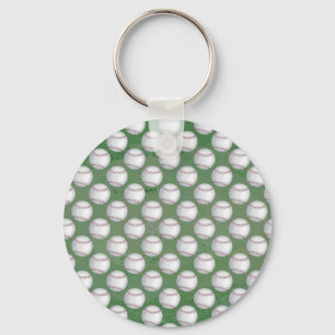 Baseball Pattern on Green Sleutelhanger