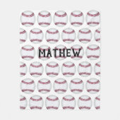 Baseball Pattern Personalized Fleece Blanket Deken (Voorkant)