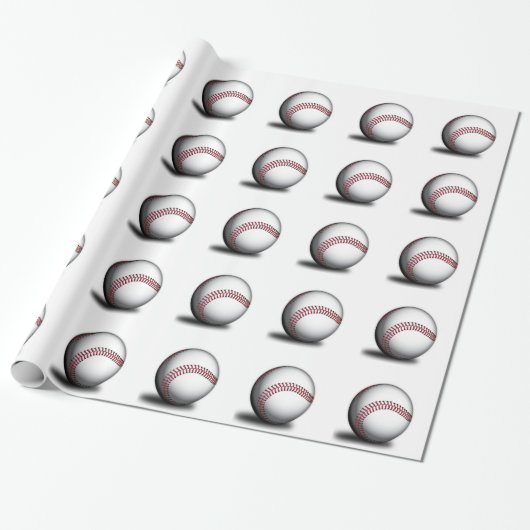Baseball Pattern Wrapping Paper Cadeaupapier (Uitgerold)