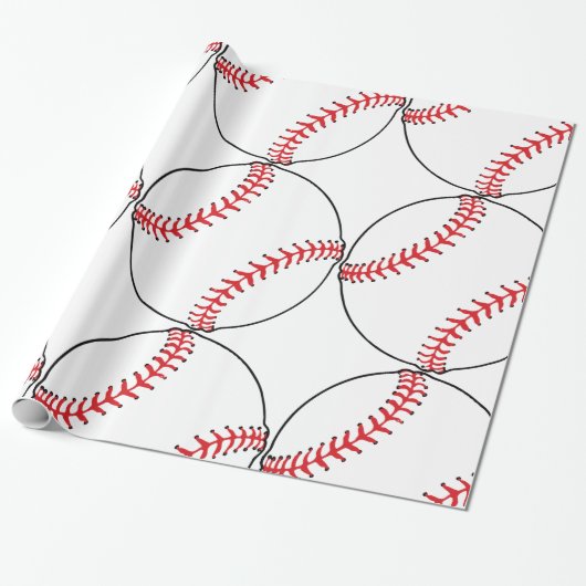 Baseball Pattern Wrapping Paper Cadeaupapier (Uitgerold)