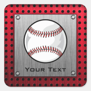 Baseball; Penseelvormig aluminium uiterlijk Vierkante Sticker