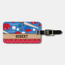 BASEBALL personaliseer Naam Sportpatroon Fan Fun P Bagagelabel