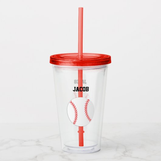 Baseball Persoonlijke Kinderen Acryl Drinkbeker (Voorkant)