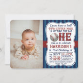 Baseball Photo 1er Anniversaire Invitations (Devant)