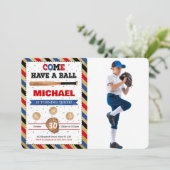 Baseball Photo Uitnodiging (Staand voorkant)