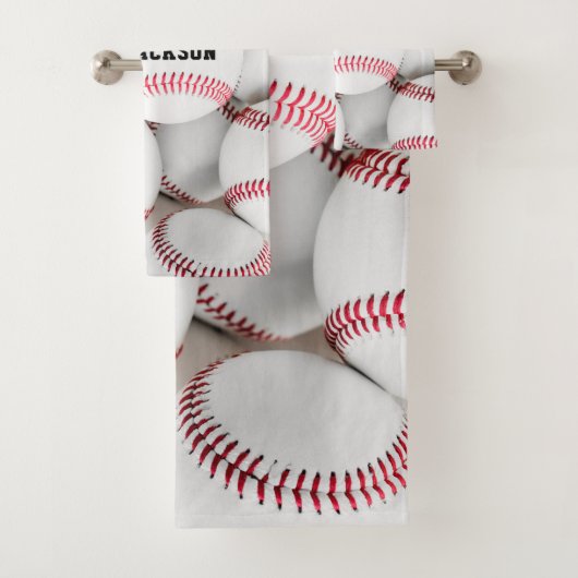 Baseball Pile Photo Close-up Monogram Bad Handdoek (Insitu)