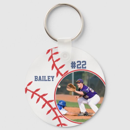 Baseball Pin Naam Jersey Sleutelhanger (Achterkant)