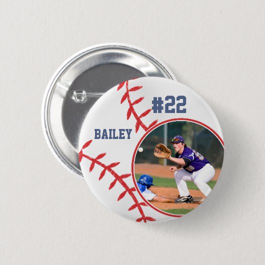 Baseball Pin Name Jersey Number Foto Button (Voorkant /achterkant)